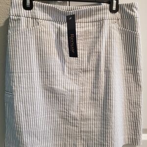 Renuar Taupe Striped Stretchy Women's Skort